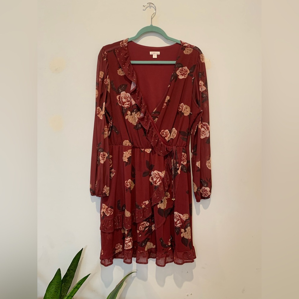 Burgundy patterned dress